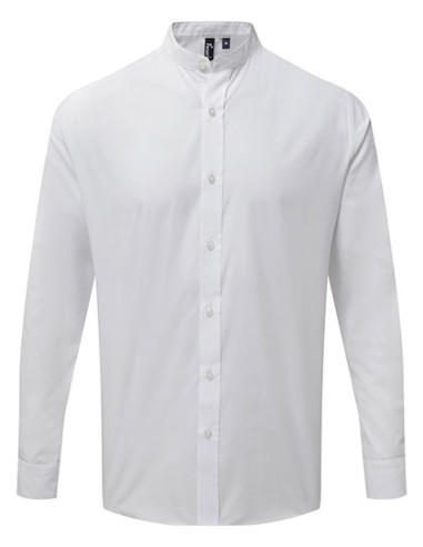 PRE-PR258-Mens Banded Collar Grandad Long Sleeve Shirt
